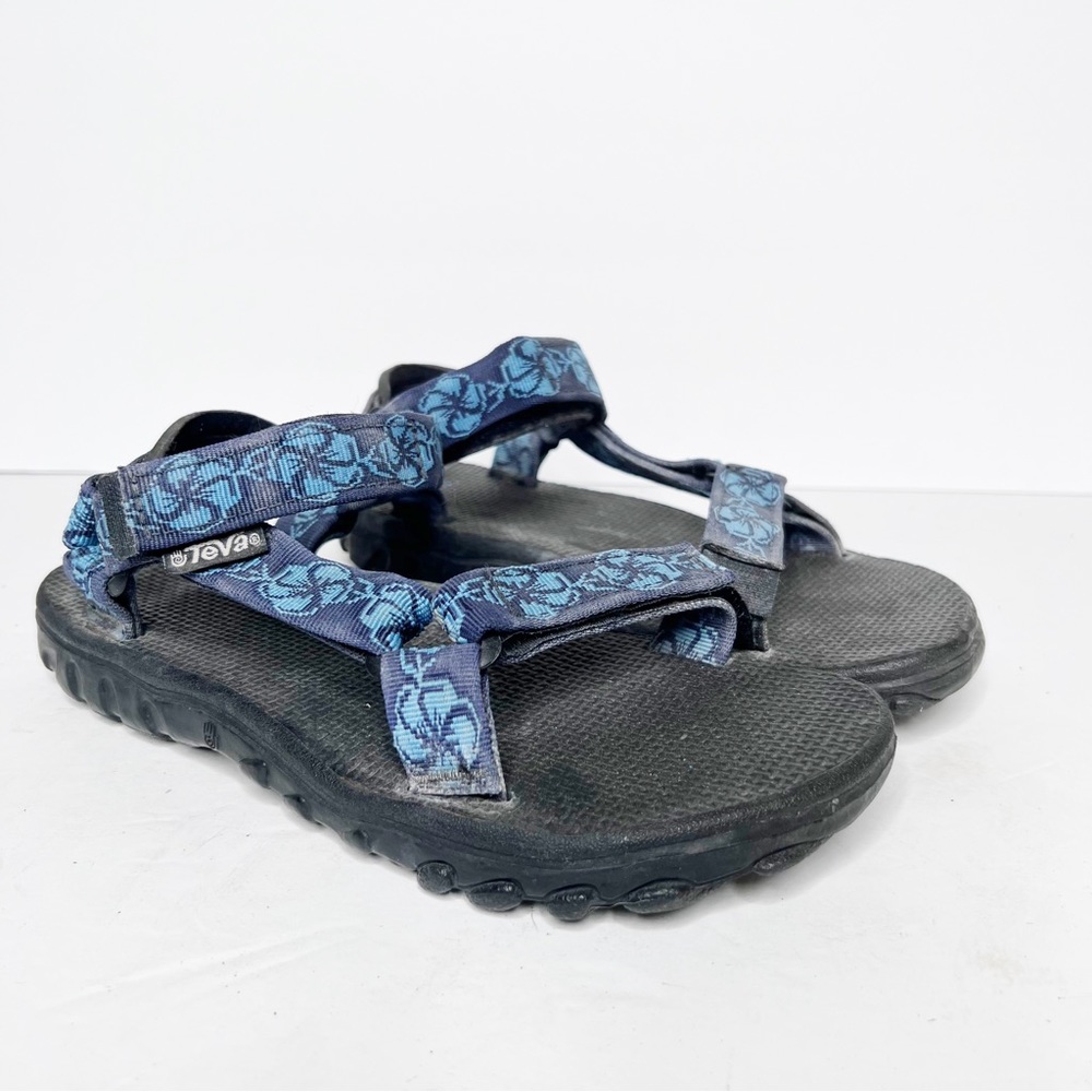 Vintage 90’s Teva Hawaiian Flower Strappy Summer Sandals Size 7 Women’s Blue